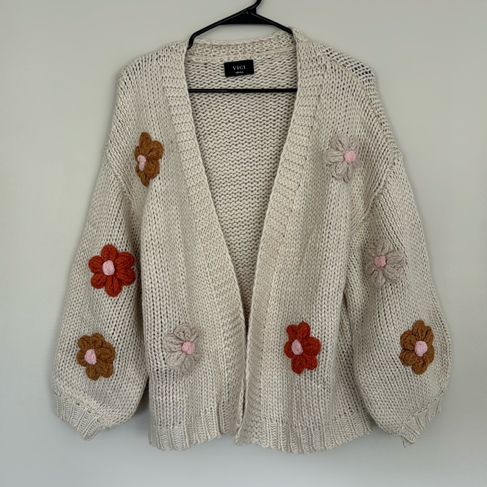 Vici flower knit sweater cardigan